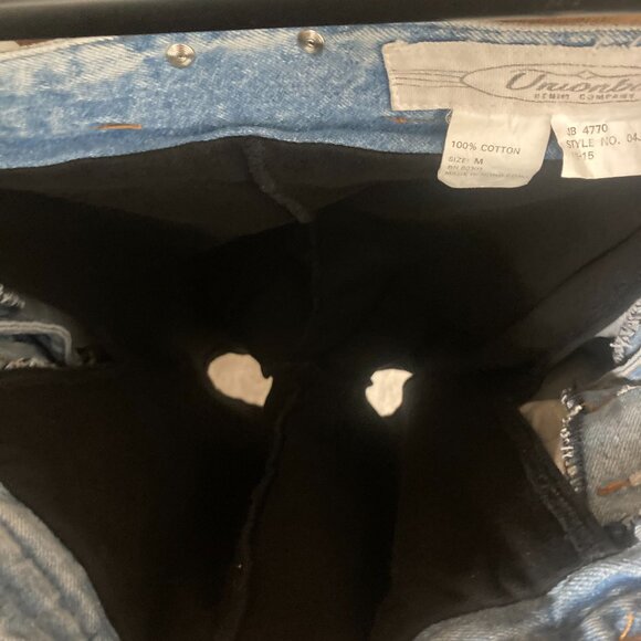 Vintage 90s Unionbay Denim Distressed Short Overalls with Leggings - M - Picture 9 of 9